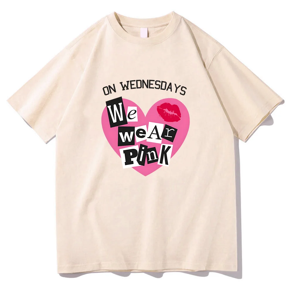 MeanGirls on Wednesday We Wear Pink T-shirt Ropa Mujer Cotton High Quality Girls Tee-shirt Short Sleeve Summer Soft Tshirts Tees