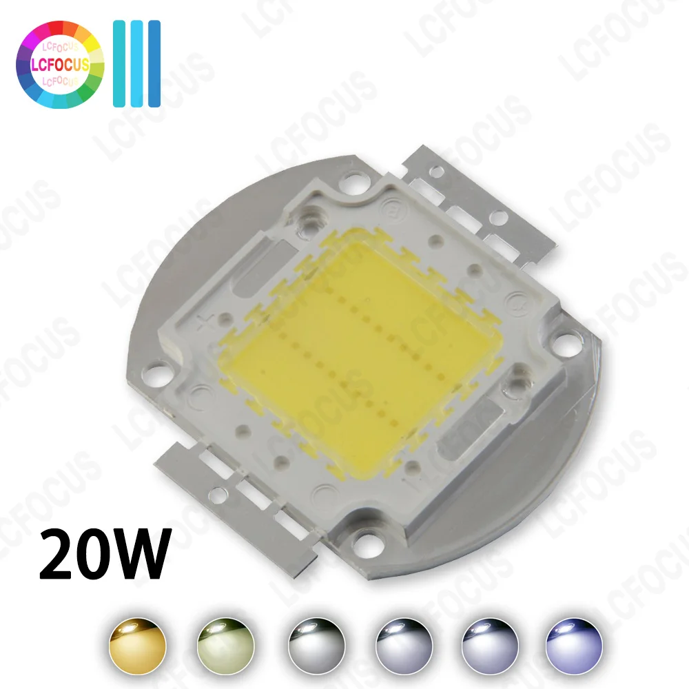 ชิป LED 20W สีขาวอบอุ่นสีขาวธรรมชาติ Cool White 3000K 4000K 6000K 10000K 20000K 30000K COB ไดโอดเปล่งแสงเหมาะสำหรับสปอตไลท์,โคมไฟอุตสาหกรรมและเหมืองแร่,สปอตไลต์