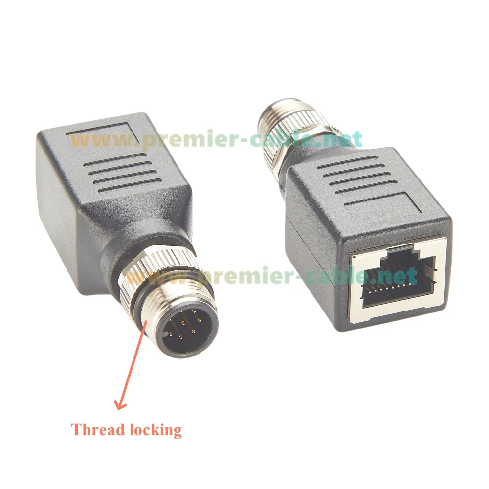 M12 Kode A 8Pin Ke RJ45 Cat6 Adaptor Terlindung Ethernet Industri Konektor Penglihatan GigE Sekat IP67 untuk Kamera Industri