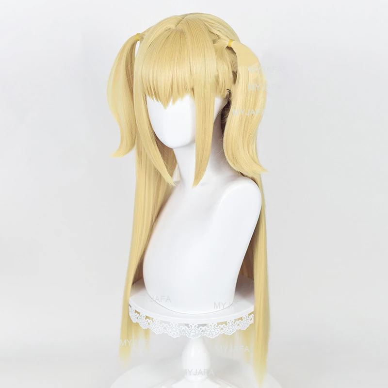 MisaMisa Cosplay Perücke Anime Death Note Cosplay Misa Amane Goldene Lange Hitze Beständig Haar Perücken + Perücke Kappe + Halskette