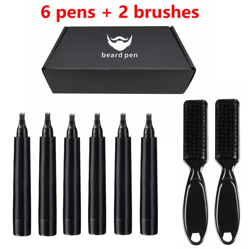 3/6 pcs Beard Filling Pen Kit Beard Enhancer Brush Beard Coloring Shaping Tools Waterproof Black Brown Hair Pencil Man Cosmetic