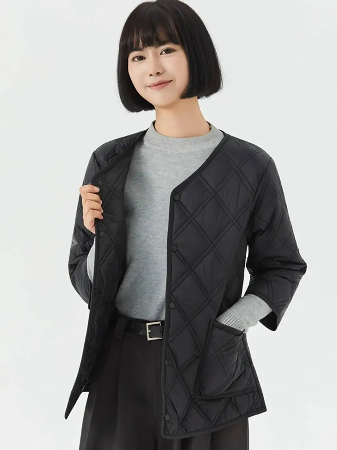 المرأة خفيفة الوزن Ort الدفء الخريف الشتاء أسفل القطن الحراري ملابس داخلية تخفيف سليم صالح زر... #2