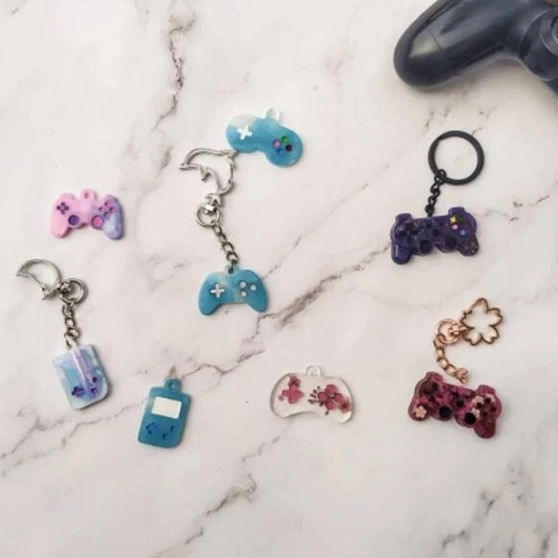 50LE DIY Shiny Glossy Game Handle Keychain Mold Charms Mould Resin Epoxy Jewelry