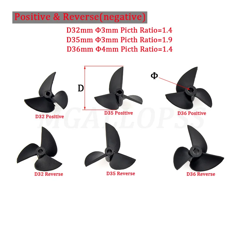 1pc RC Boat Propeller 3 Blades Nylon Propeller For 3mm/4mm Shaft Rc Boat 3 Blade Plastic Paddles