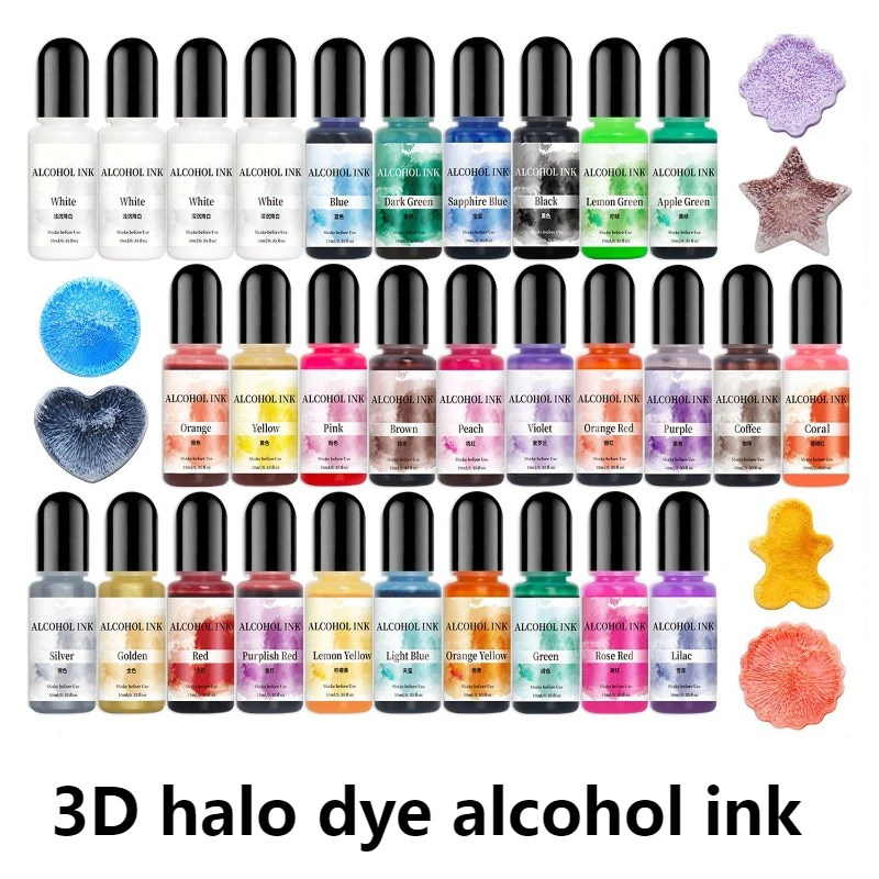30 Colors 3D Halo Dyeing Essence 10ml Ink Art Resin Pigment Liquid Colorant Dye Diffusion for Epoxy Resin DIY Jewelry Making