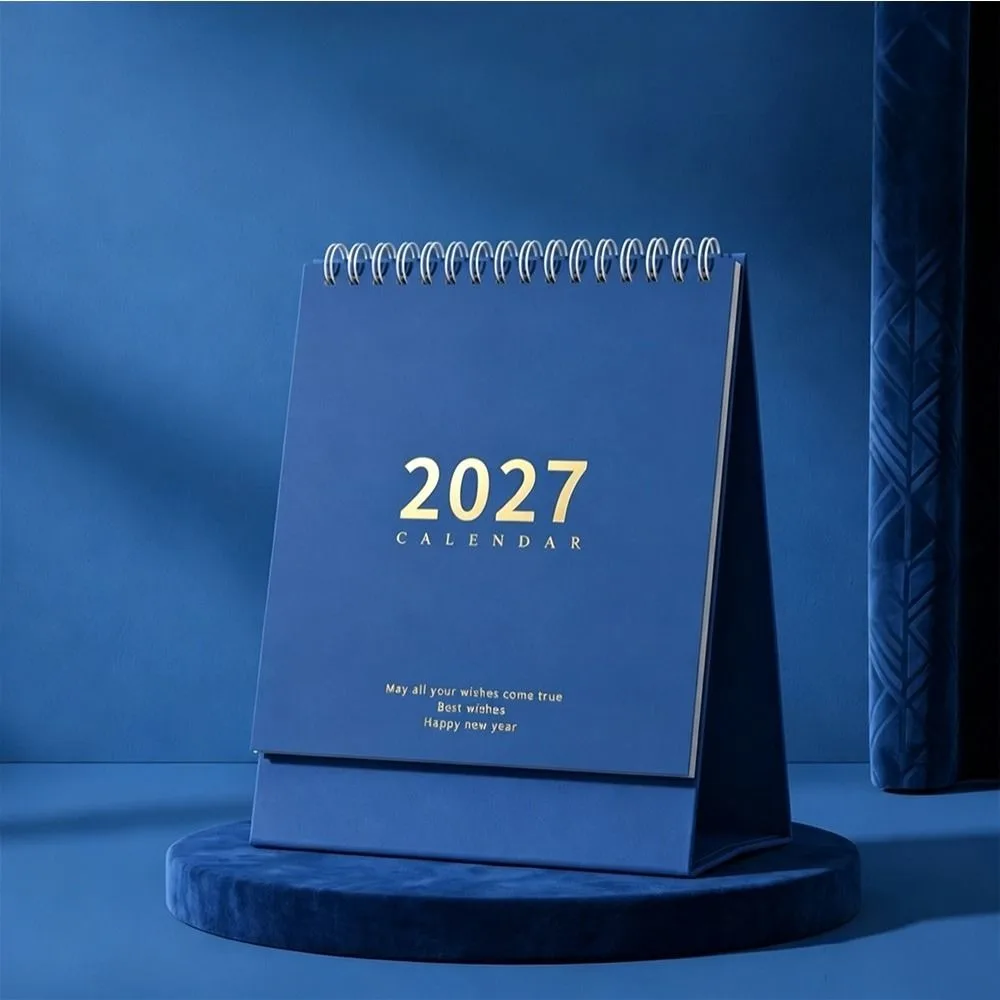 Portable 2027 Desktop Desk Calendar Morandi Color Decorative Display Standing Table Calendar Foldable Flip Calendar