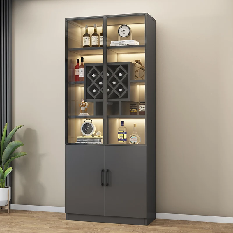 

Shelves Bar Cabinet Luxury Drink Wall Open Cabinets Metal Storage Accessories Modern Home Room Liquor Vitrine High End Furniture