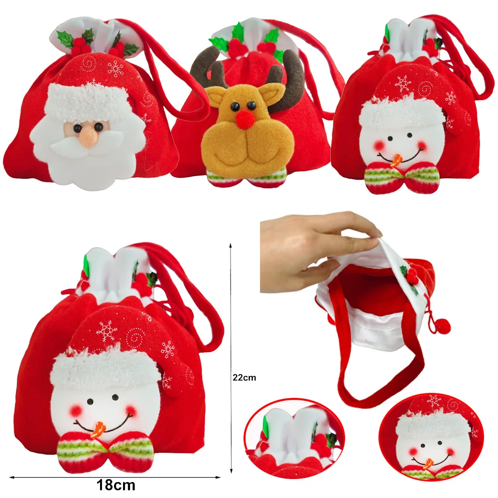 Christmas Gift Bag Santa Snowman Apple Storage Bag Christmas Eve Candy Gift Package Bag Xmas Santa Claus Christmas Decorations