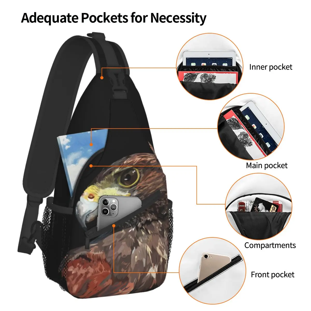 Falconry Austringer Hawk Crossbody Bag Sports Harris Classic Chest Bag Unisex Women Man Fashion Shoulder Backpacks Travel