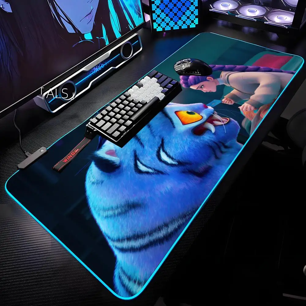 

Derpy Tiger KPop Demon Hunters Mouse Pad RGB Backlit Mouse Pad Laptop Mouse Pad Laptop Gamer Computer Desk Gaming Accessories