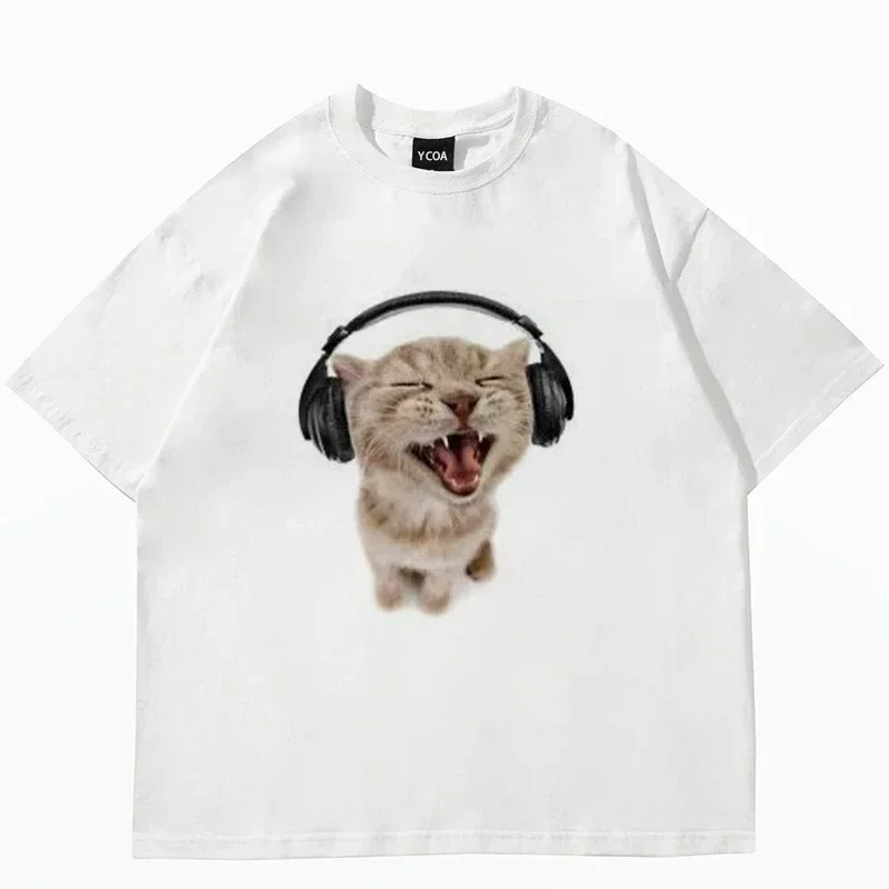 Top Women's Cute Cat Printed Tshirt Short Sleeve T-shirt Women's Harajuku Fashion T Shirt Street Style Y2K Clothing