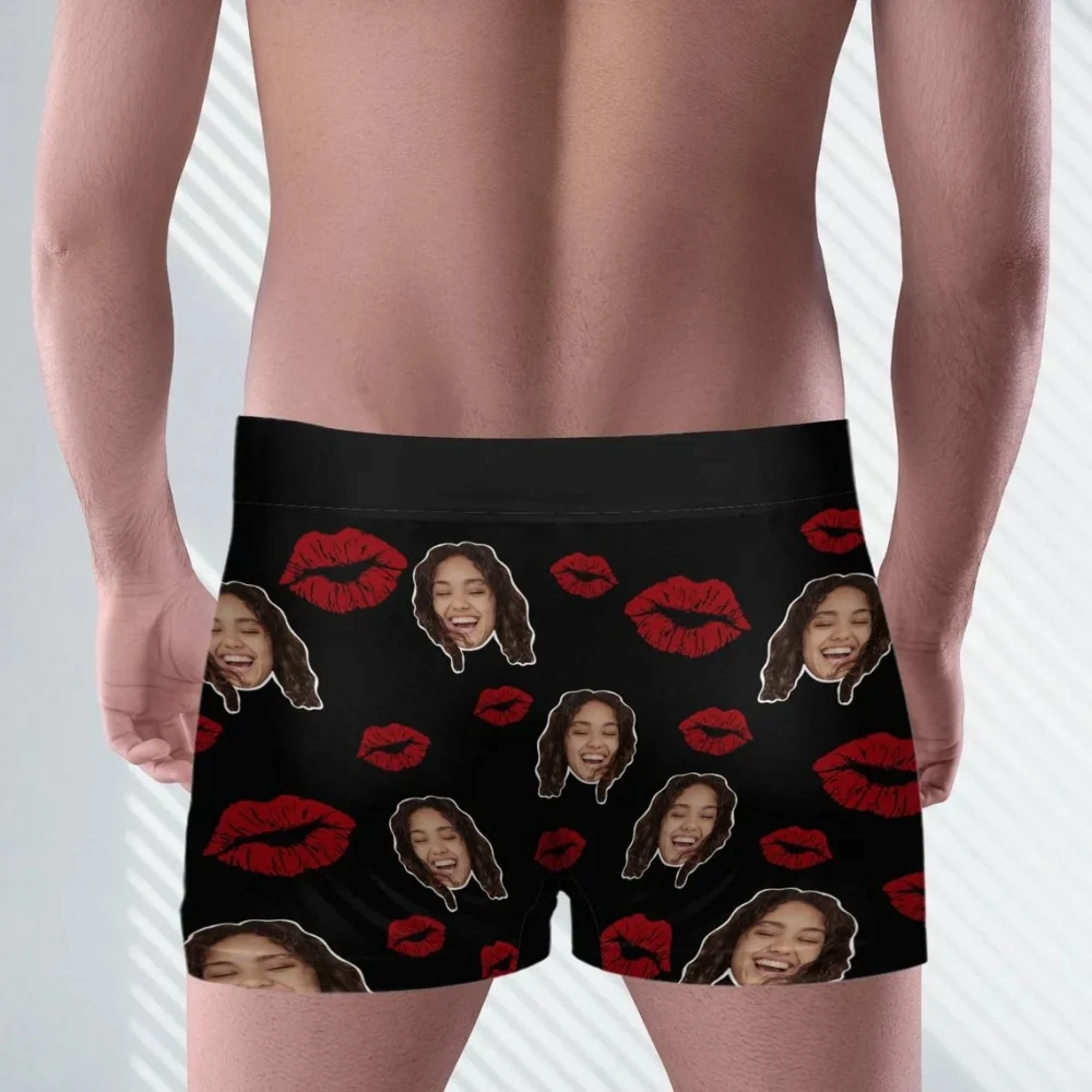 Calzoncillos tipo bóxer con cara personalizada, Boxers personalizados con texto en inglés "I licked It So Its Mine" con foto de la cara, regalo de boda loco para el novio,