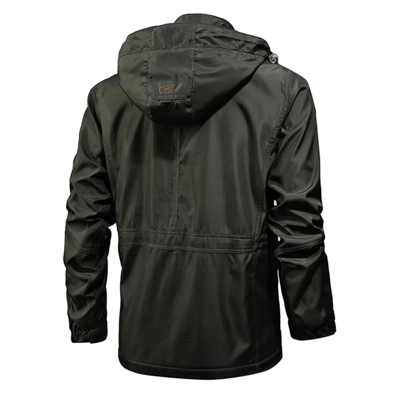 Spring And Autumn New Detachable No Inner Lining Solid Color Waterproof Blue Mid-Length Trench Coat For Men Slim Fit Lightweight