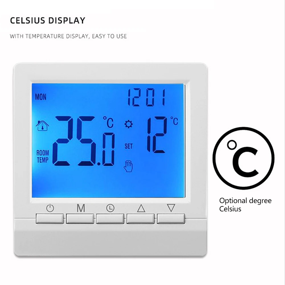 1pc Smart Thermostat Wifi Programmable Thermostat LCD Touch Screen Wall-mounted Boiler Temperature Controller Internal Sensor