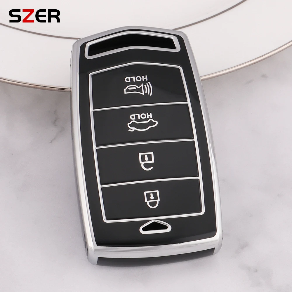 4 Bottons TPU Car Smart Key Case Cover for HYUNDAI 2020 Genesis G70 G80 EQ900 G90 Auto Key Fob Shell Protector Accessories