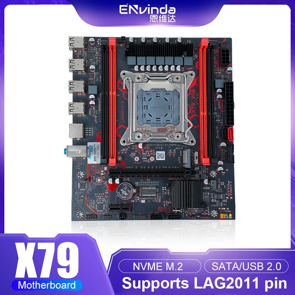 

ENVINDA X79 VG6 Материнская плата LGA 2011 USB2.0 SATA3 Поддержка памяти REG ECC и процессора Xeon E5 4DDR3 PCI-E NVME M.2