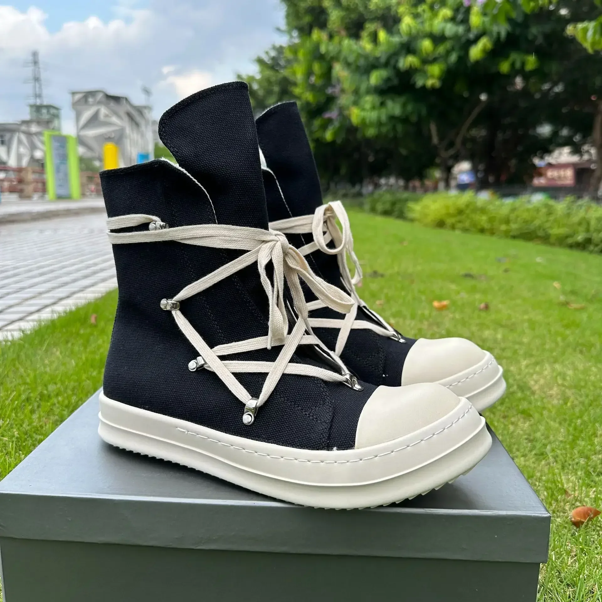 RO High Quality Spring Casual Shoes Women Boots Trend 2023 Platform Men\'s and Women\'s High Top All Match Canvas Shoes Sneakers