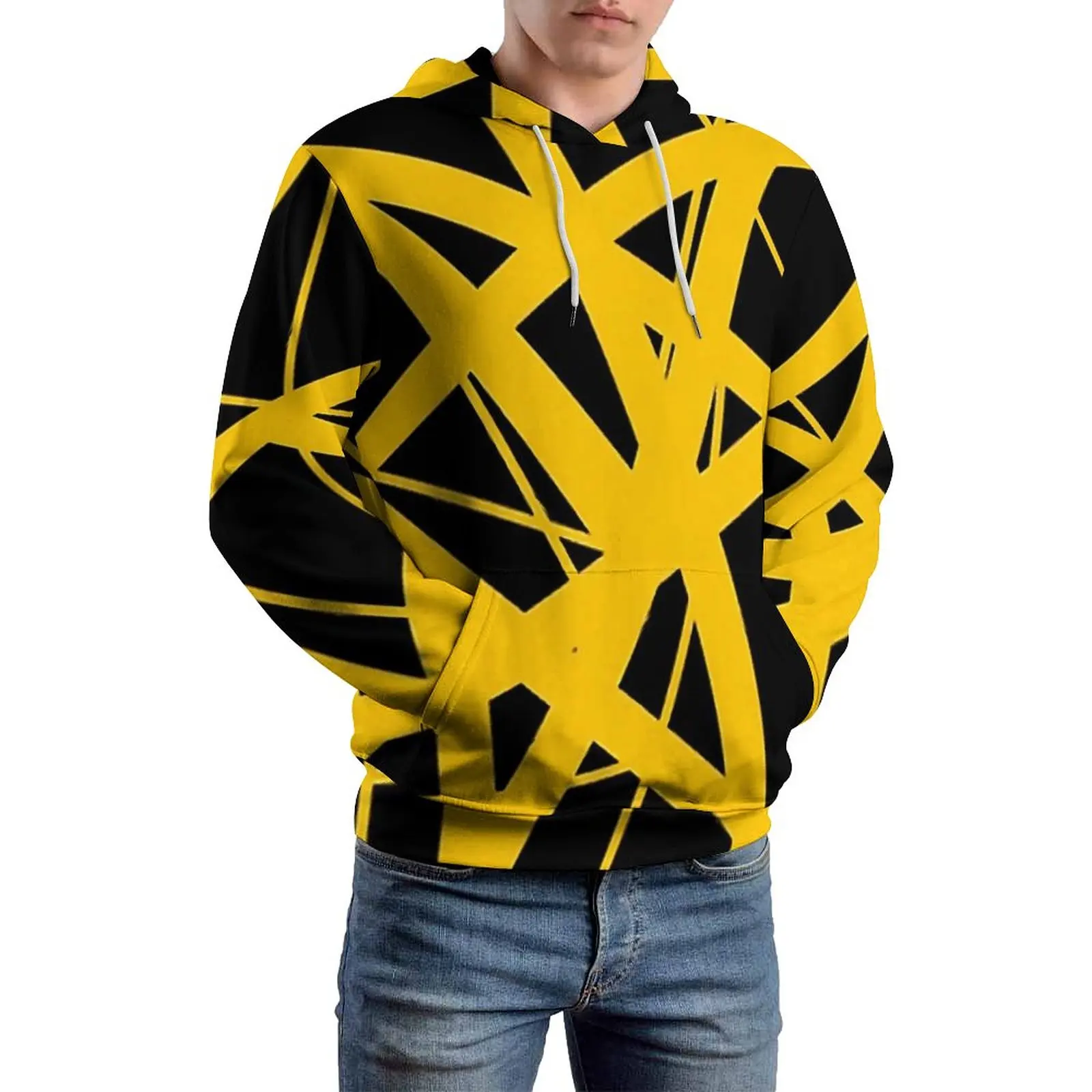 Sudadera con capucha de Van Halen, Jersey holgado de manga larga con diseño de líneas Vintage, estilo callejero de invierno