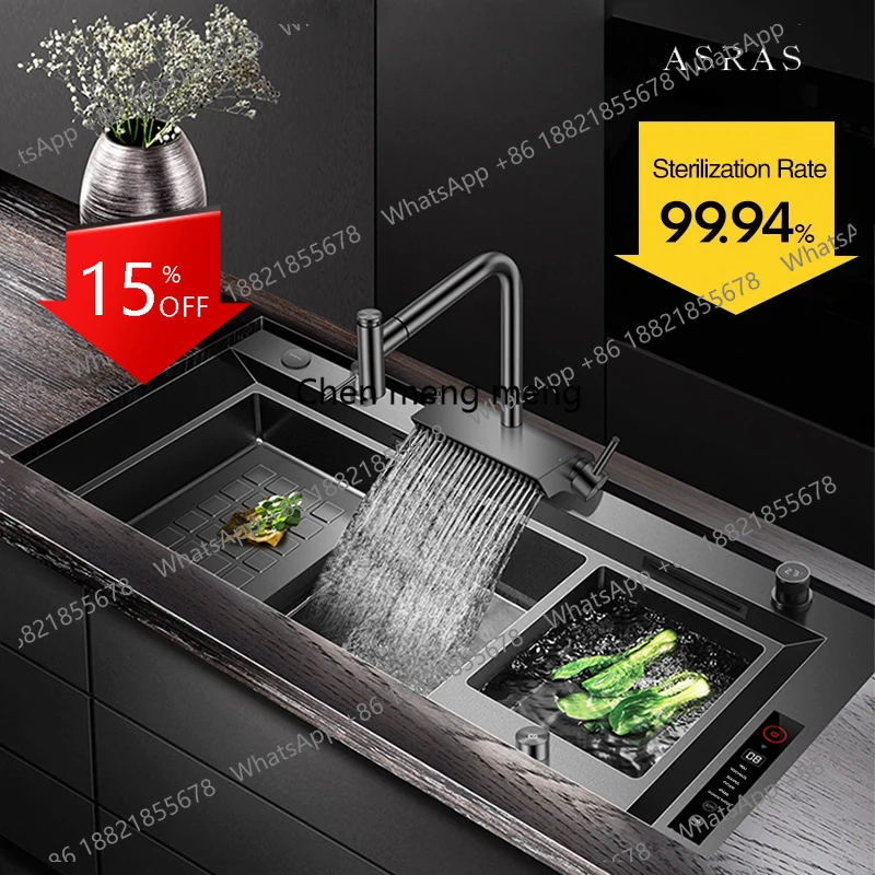 

A139 11550 NJH Большая умная кухонная мойка с функцией очистки, ручной работы, многоуровневая, для кухонного острова