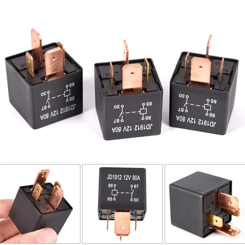 【1PC Waterproof Heavy Duty Relay 4Pin DC 24V 12V 80A JD1912 Automotive Car Relay】