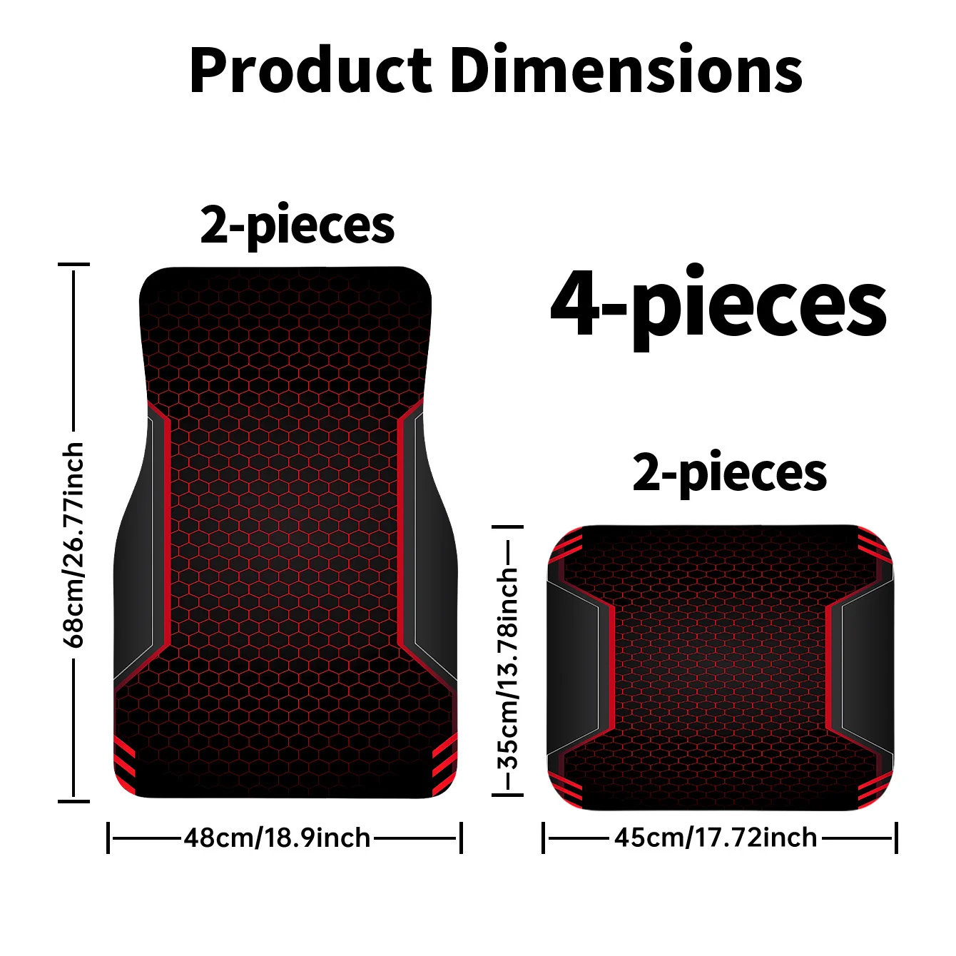 4pcs Red Black Geometric Printed Car Floor Mats, All-Season Stylish Auto Supply, Universal Fit For All Cars, Trendy Interior, Po