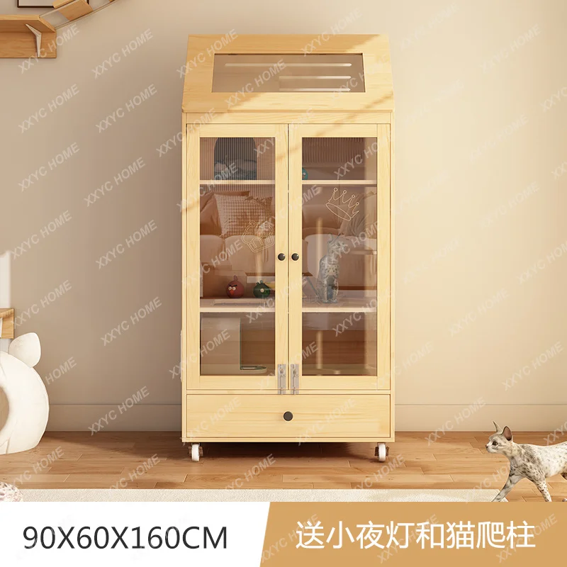

LLuxury Cat Villa Home Indoor Solid Wood Cat Cage Extra Large Cat House
