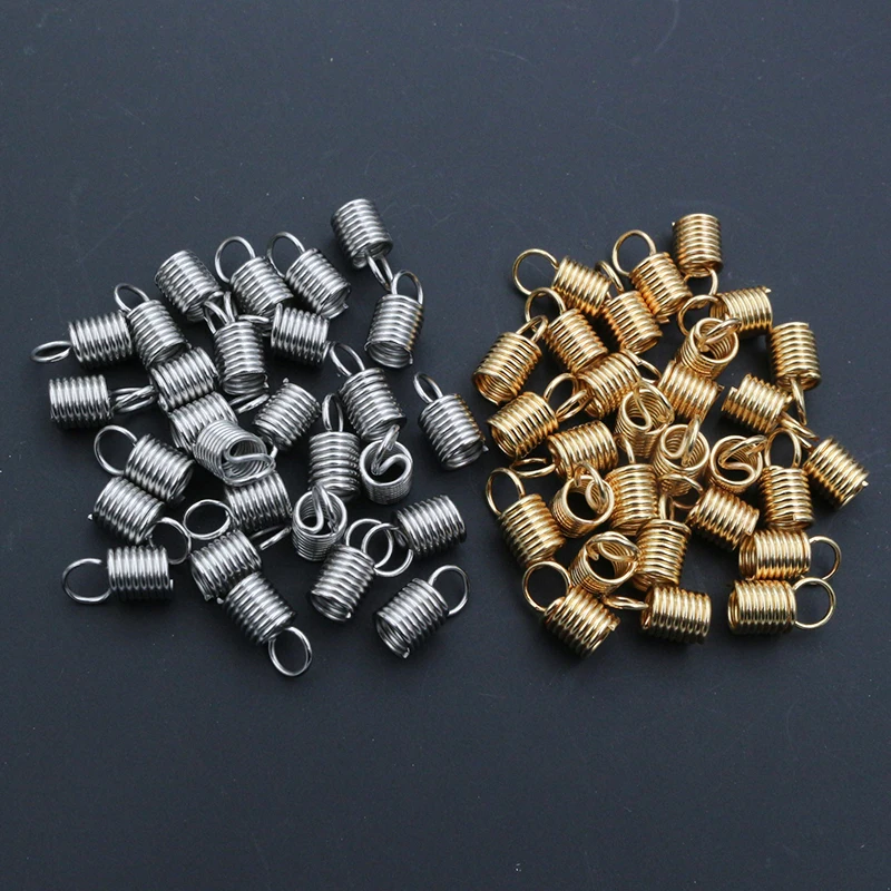 30-100 stücke Edelstahl Feder Crimp verschlüsse Leder Kordel enden End kappen Anschlüsse für DIY Armband Halskette Schmuck herstellung