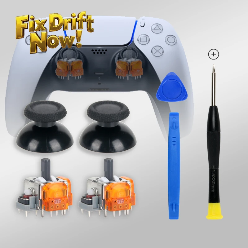 Pro gaming tmr joystick polegar grip kit com chave de fenda, tampas de polegar para ps5, diy personalizar acessórios de reparo do controlador