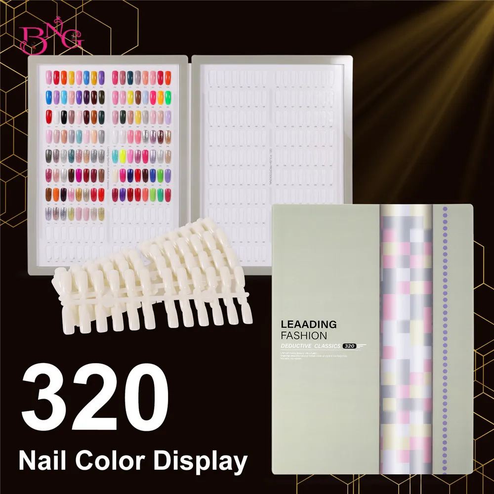 320 Acrylic Nail Book Display Nail Polish Gel Color Chart Display Book with 360 Natural Tips Presentoir Collection Salon Tool