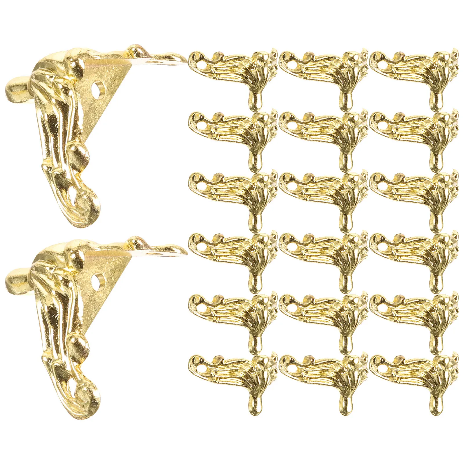 

20pcs Gold Small Corner Feet For Wooden Boxes Jewelry Case Protector Retro Legs Furniture Accessories Base Supports