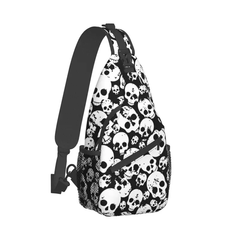 Casual Gothic Skeleton Horror Death Skull Sling Bags for Travel Hiking Men's Crossbody Chest Backpack Shoulder Daypack