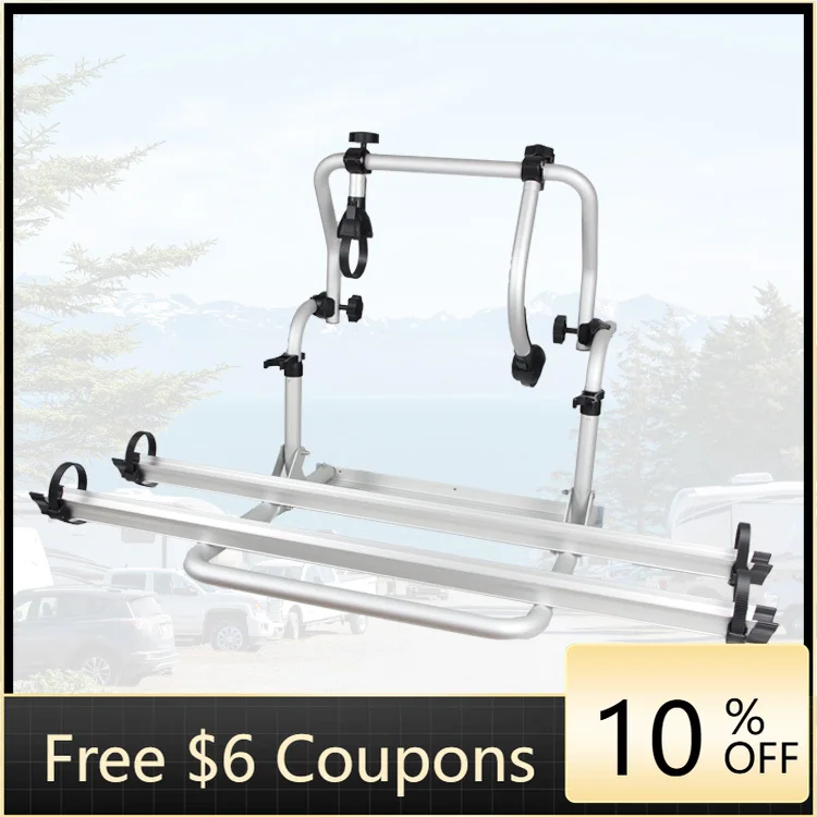 

STLF CB50-v Screw Installation All Aluminum Alloy Silver RV Folding Back Bike Rack Use for Two Bikes Use for Motorhome Rack