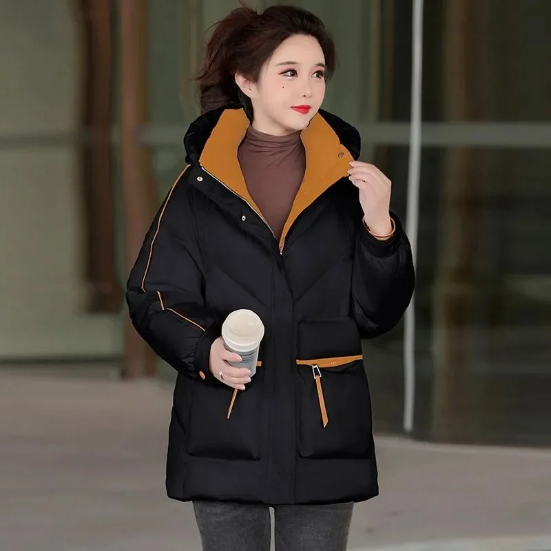 

2025 New Winter Warm and Windproof Coat Women's Down Cotton Jacket Parkas Coat Korean Edition Plus Size Hooded Overcoat Female