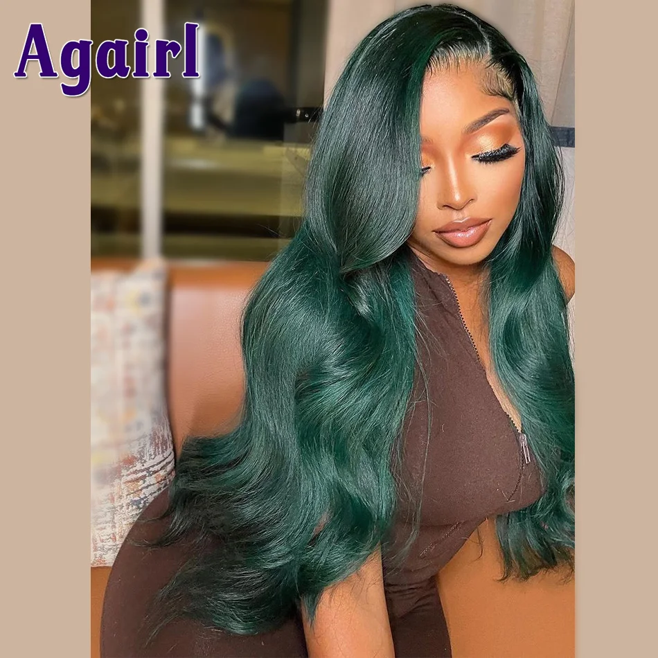 Olive Green Body Wave Human Hair Wigs Dark Green 13x4/13x6 Lace Front Wig 180% Avocado Green 5x5 Lace Closure Wigs for Women