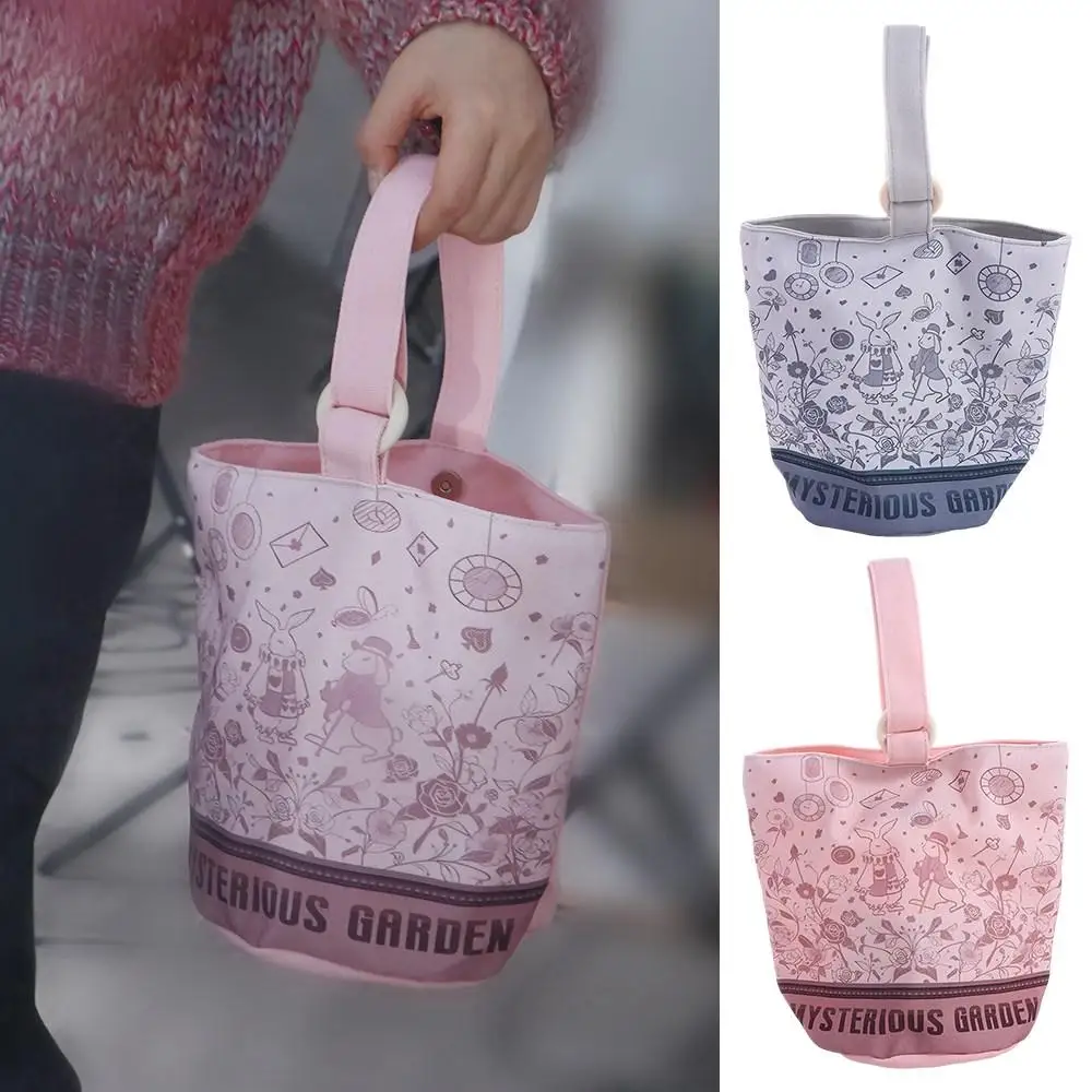 

Casual Large Capacity Retro Rabbit Bucket Bag Lunch Bag Tote Bag Canvas Handbag Korean Style Mummy Bag Shopping Bags