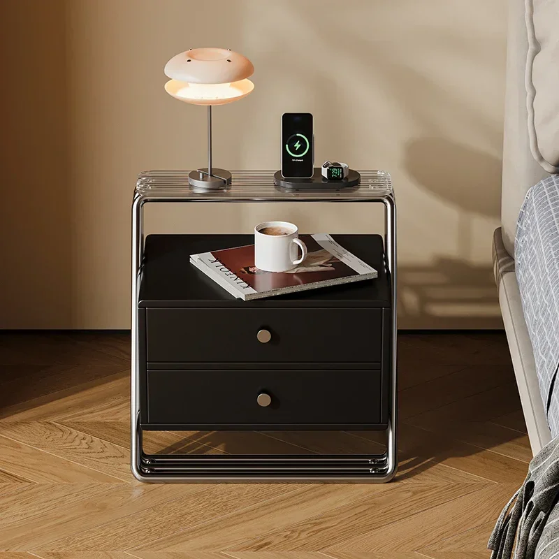 European Aesthetic Bedside Table Practical Elegant Storage Modern Nightstands Management Unique Bedroom Furniture Mesa De Noche