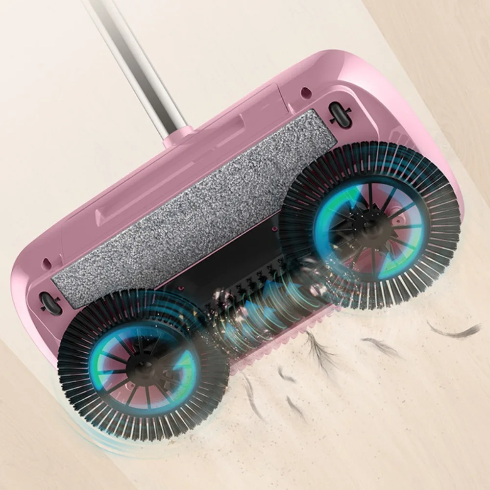 Non Electric Hand Push Sweeper High Efficiency Powerful Suction 2 in 1 Cleaning Machine With Cloth Mop Hard Floor Compatible