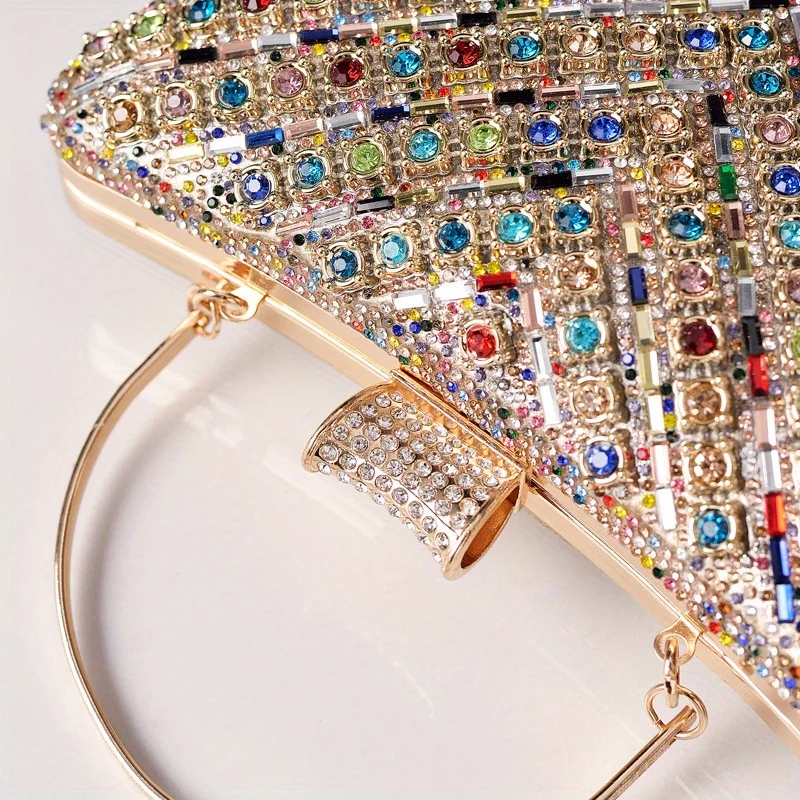 Diamond inlaid banquet bag, banquet bag, fashionable colored rhinestone bag