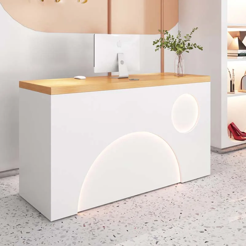 Commercial Store Shop Counter Cashier Mobile Checkout Modern Retail Counter Standing White Mostrador Recepcion Office Furniture