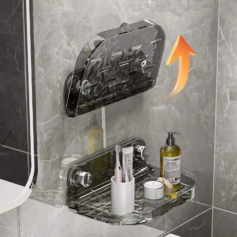 

Creative Suction Cup Storage Rack Household No Drilling Storage Rack Multifunctional Drainage Soap Holder Bathroom Organizer