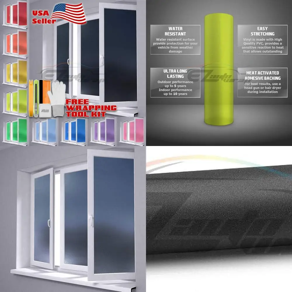 

4ft x 10ft Gray Frosted Glass Window Film for Privacy, Waterproof and Easy Peel Stick Application, Includes Free Tool Kit