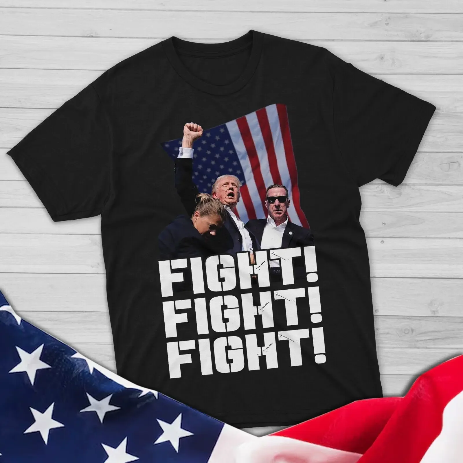 2024 Women T-shirt Fights Photo After The Shooting At His Rally Short Sleeve Tee Shirt Assassination Attempt Unisex Clothing Top