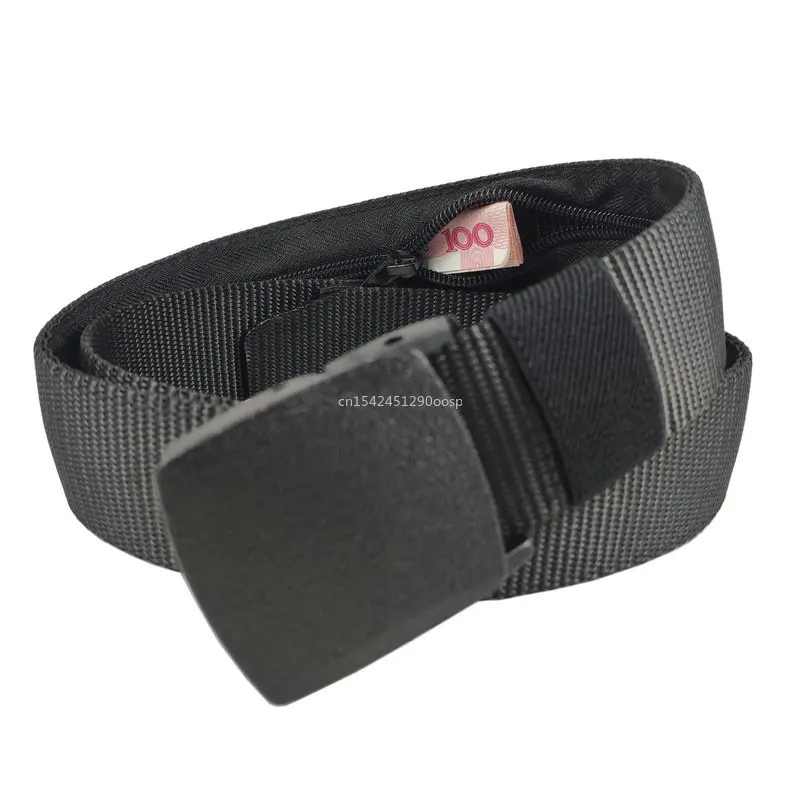 

Men Outdoor Travel Multi-functional Nylon Canvas Belt Zipper Purse Hiding Money Tactical Belt Anti-theft