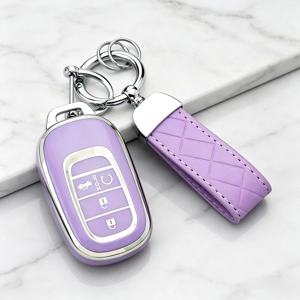 TPU Car Key Case Cover for Honda 2022 2023 2024 Accord Civic HR-V CR-V Pilot Sport SI EX EX-L Shell Fob Keychain Accessories