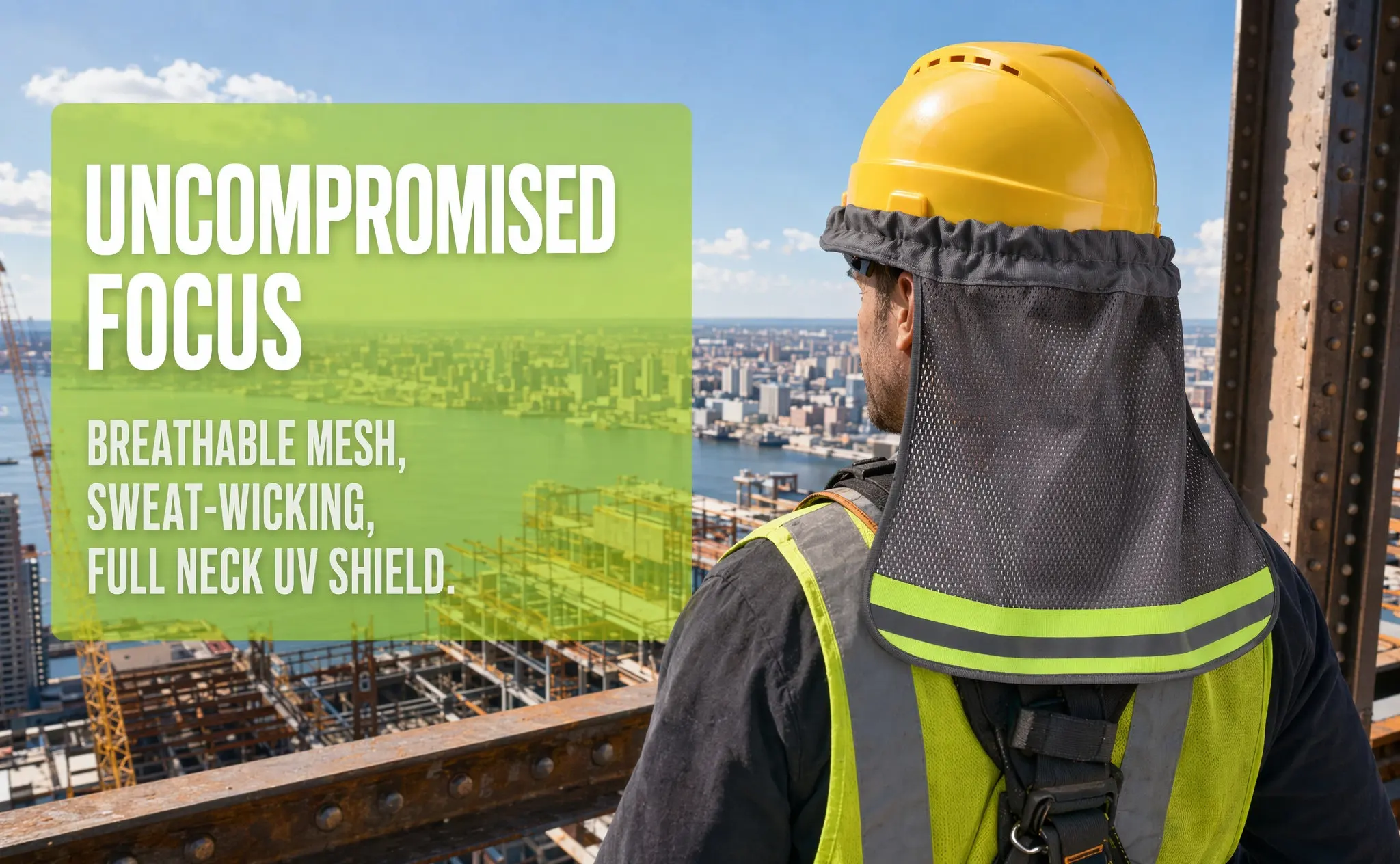 Hard Hat Shade Cover with Reflective Edging – Sun Protection for Construction, Railway, Hiking, Cycling