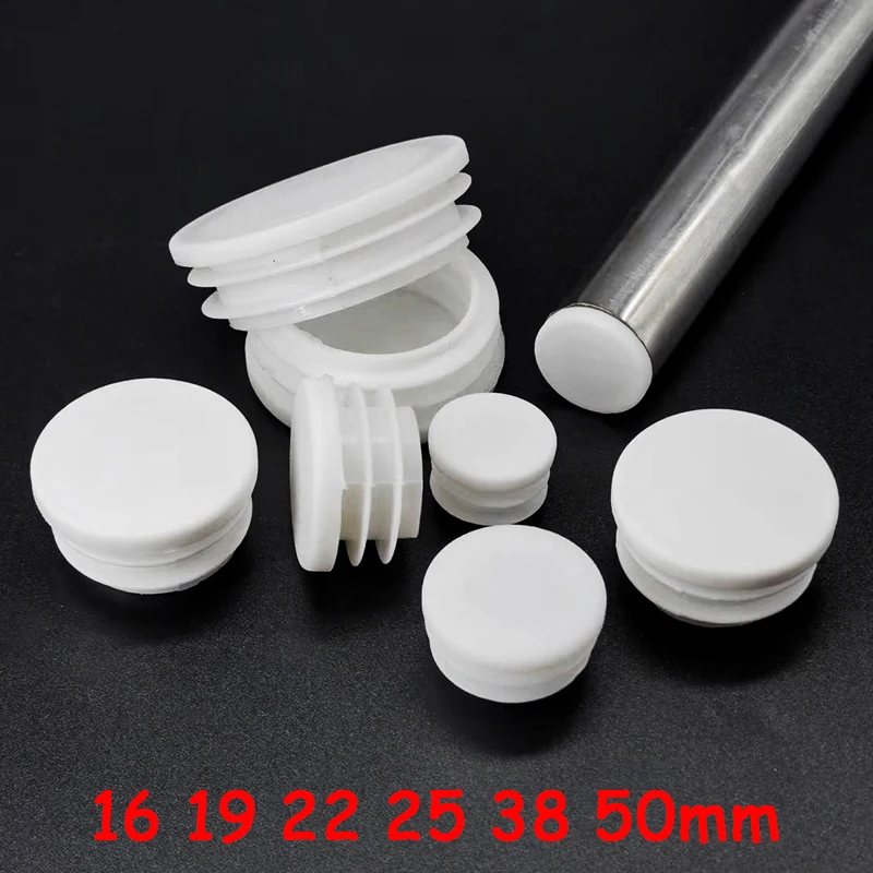 4/8/10/16pcs PP Plastic White Round Pipe Plug Chair Non-Slip Foot Pads Sealing Cover 16mm 19mm 22mm 25mm 38mm 50mm