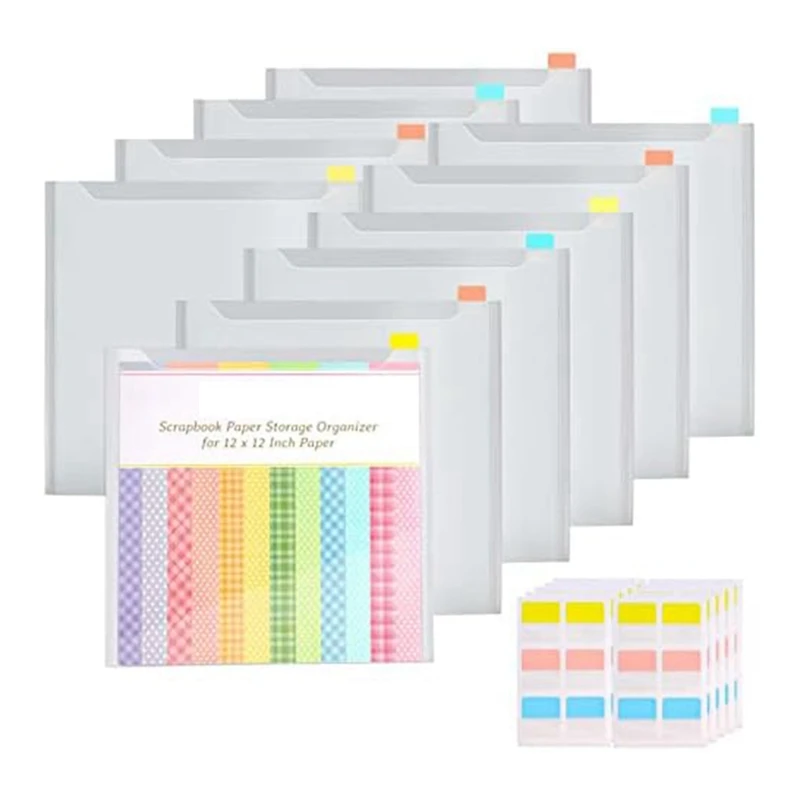 1 Kit With 60 Sticky Index Tabs, 10 Pack Plastic Paper Storage Bag Fit For Holding Paper File