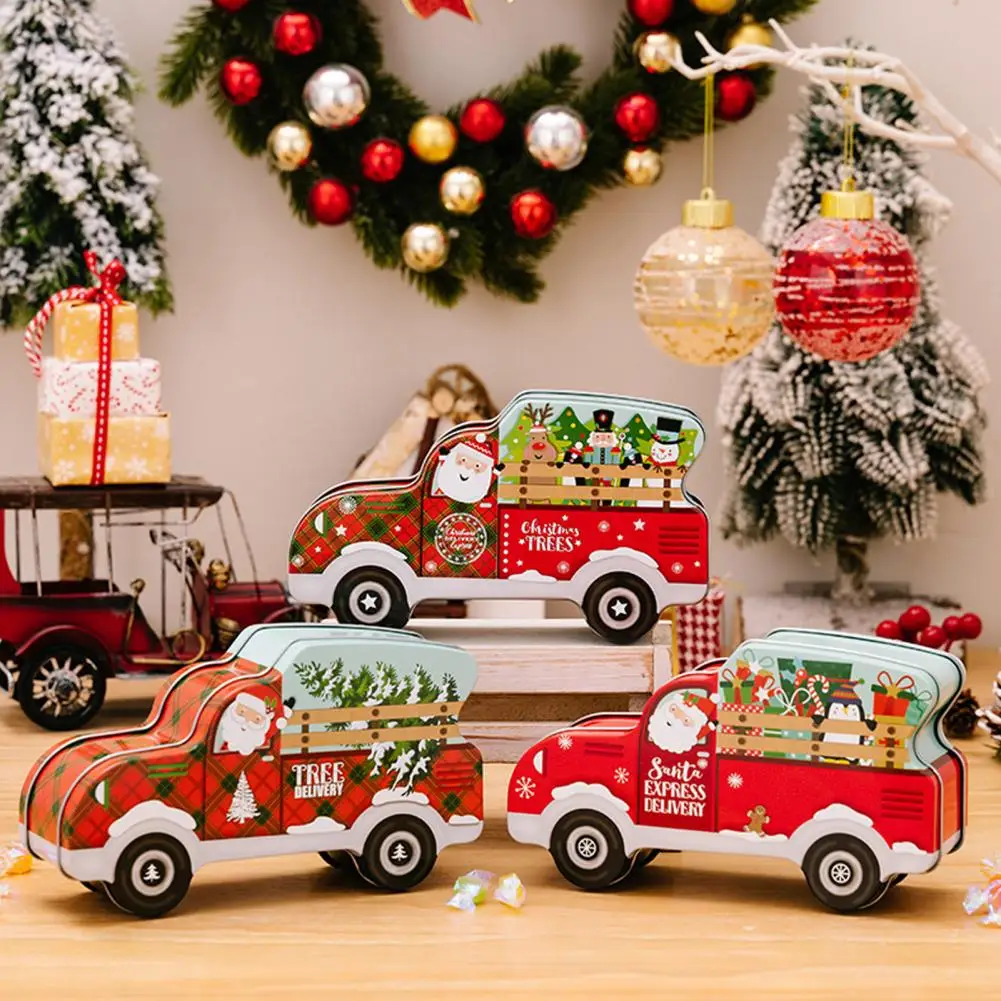 Colorful Christmas Car Container Christmas Car Candy Box Festive Christmas Candy Box with Cartoon Car Design for Holiday