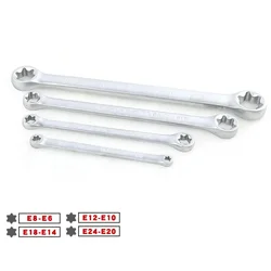 4pcs Star Double Torx Wrench E6-E24 E-type Double-ended Hexagon Spanner For Home Appliance Repair/car Repair Hand Tools