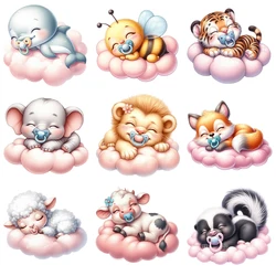 Cute 15cm Kids Cloud Animal Iron On Heat Transfer Sticker For Clothes DTF Pinted Vinyl Thermal Appliques Washable T-Shirt Decal